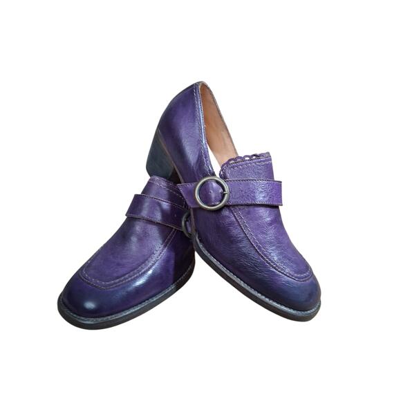 Bed-Stu Oak Tree Farms Womens size 8 DYBA Leather Lavender Chunky Buckle Loafers - Picture 7 of 15